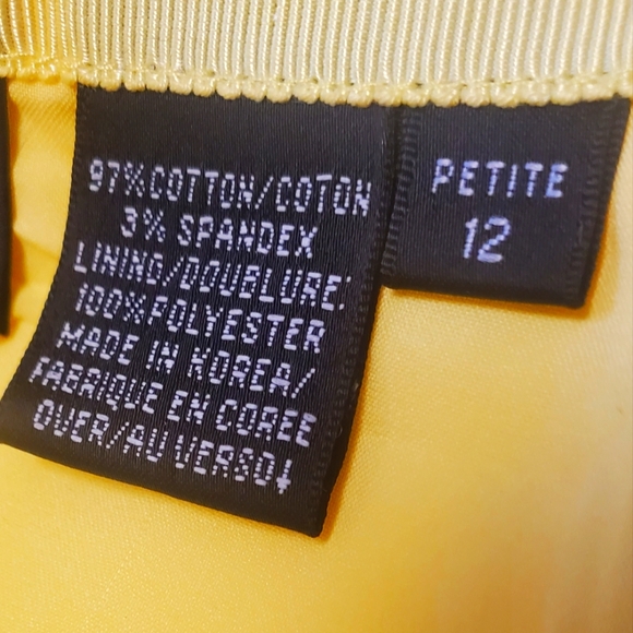 Dana Buchman Yellow Lined Cotton Spandex Blend Pencil Skirt Size 12 Petite - Picture 5 of 8